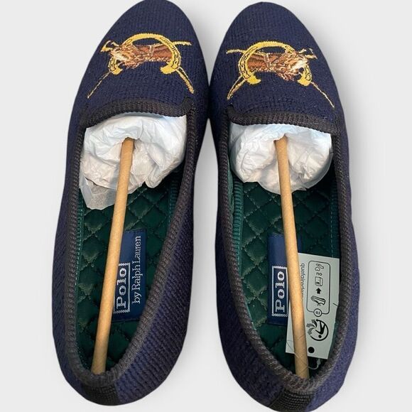 Polo Ralph Lauren Paxton Equestrian Needlepoint Slipper Loafer Mens size 12 New - Picture 6 of 12